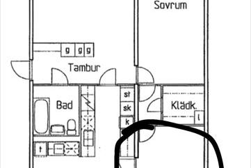 Möblerat rum i 3:a nära Göteborg