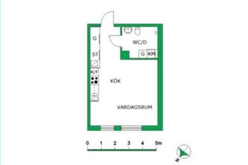 1:a på 35kvm med hiss i Oxhagen