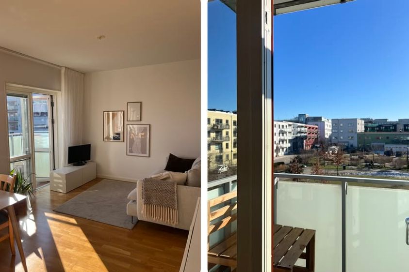 Ljus 1,5a med balkong i Västra Hamnen