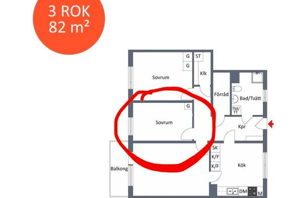 Möblerat rum för tjej i Kista/Husby