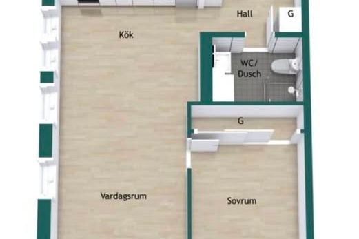 Ljus 2:a 56 kvm i Kapellgärdet