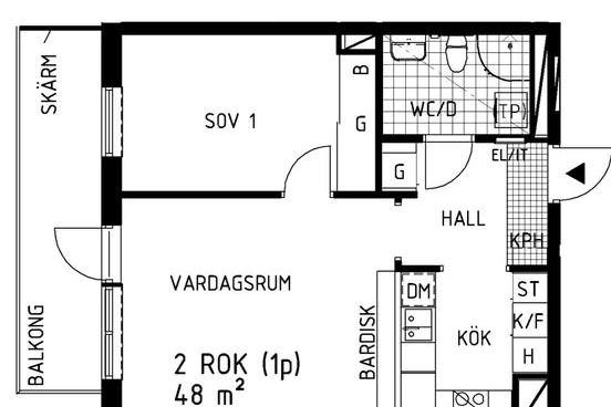 Möblerad 2:a i Årstadal vid kajen