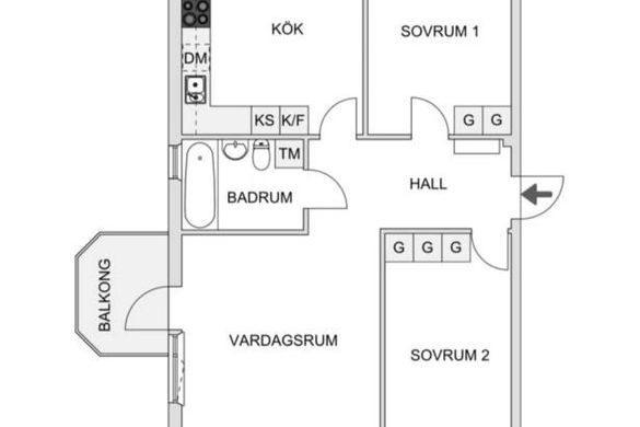 3:a i Skärholmen nära T-bana, inkl. möbler