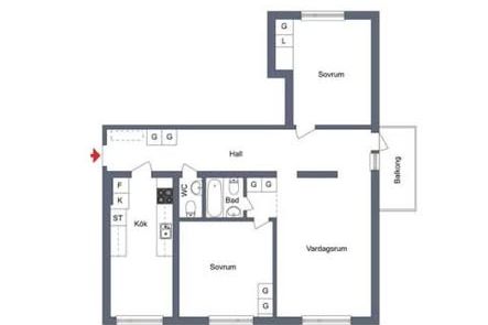 Ljust rum i 3:a i Kvarngärdet nära stan