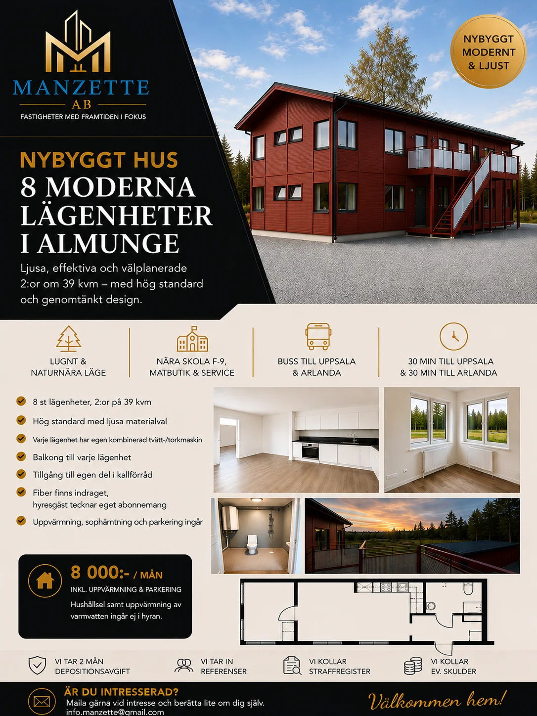Lägenhet 2:a i Almunge - 39 kvm