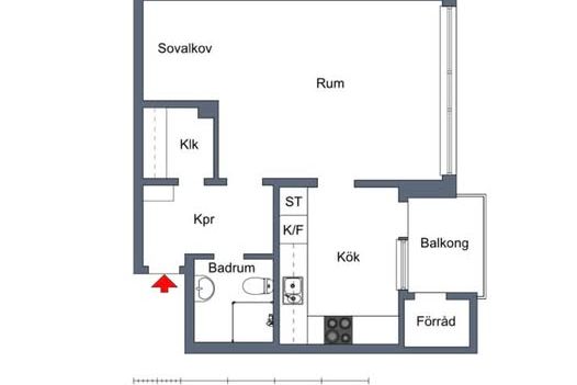 Renoverad 1:a med balkong, Varberga