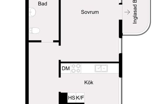 Rymlig 1:a med balkong & diskmaskin