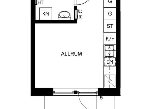 Möblerad 1:a nära högskolan