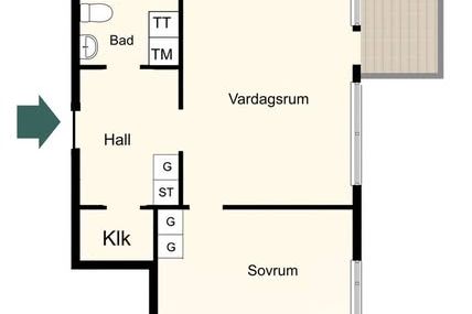 Fin 2:a med inglasad balkong i Sköndal