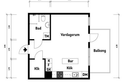 Nybyggd 1:a med stor balkong i Kviberg