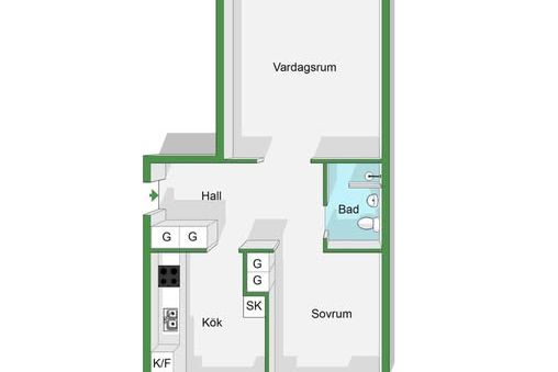 Inflyttningsklar 2:a med glasbalkong, Dalaplan