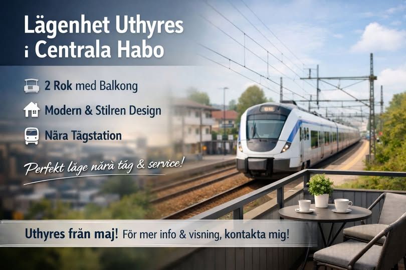 Stor 2:a med balkong i centrala Habo