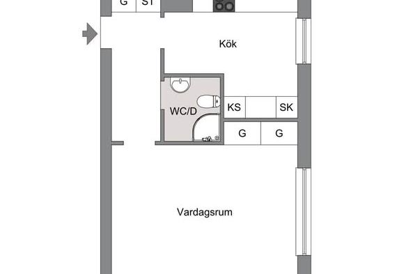 Etta 38 kvm på Pantarholmen, Karlskrona