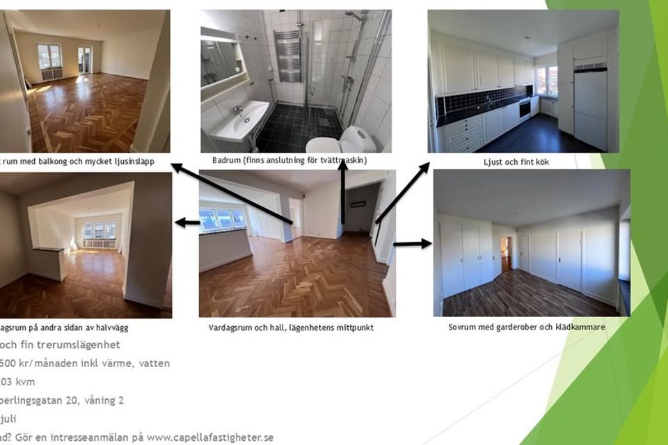 Ljus 3 rok med balkong på Sperlingsgatan