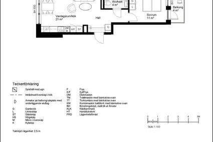 Ljus 2:a med balkong nära city & ån