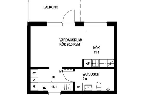 Möblerad etta med balkong på Eriksberg