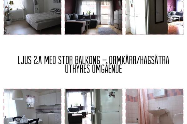 Ljus 2:a med balkong i Hagsätra