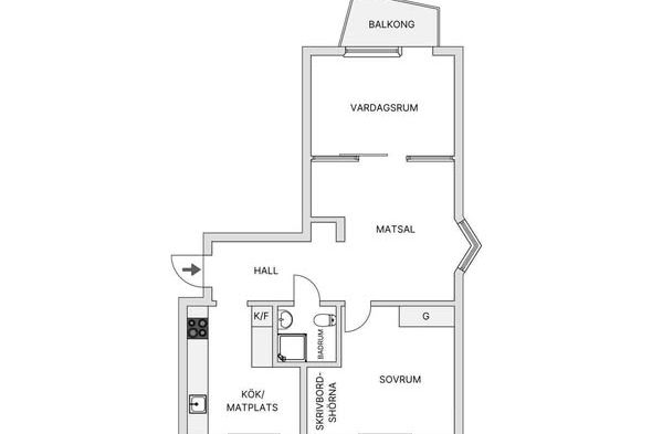 Möblerad 2:a nära Olympia, balkong