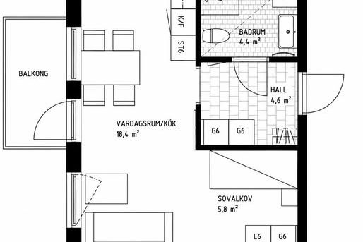 Delvis möblerad 1:a i Barkarby