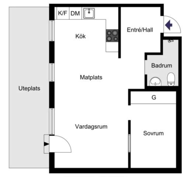 Lägenhet 2:a i Sundbyberg - 43.5 kvm möblerat